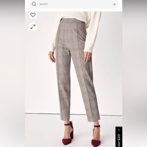 Plaid Attitude Taupe Plaid Slim Fit High Waisted Pants